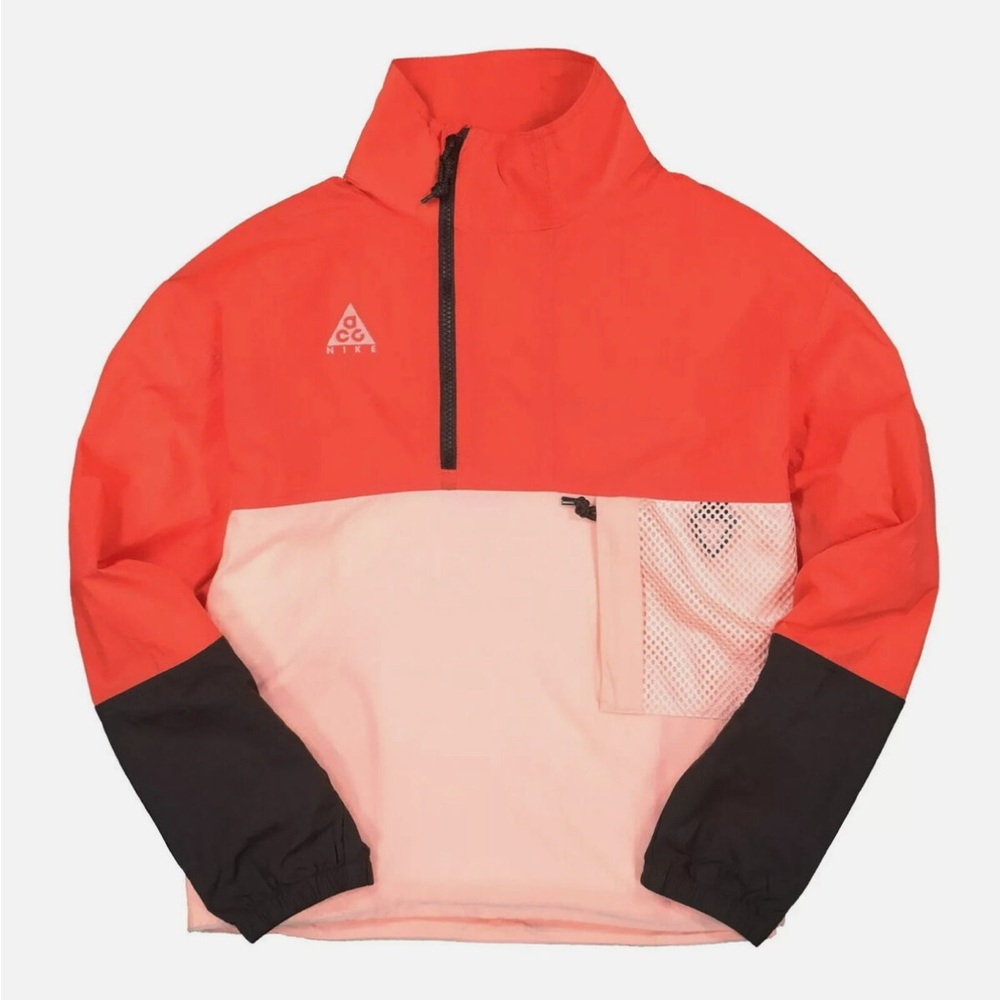 Nike ACG Anorak Jacket in Habanero Red and Bleached Coral
